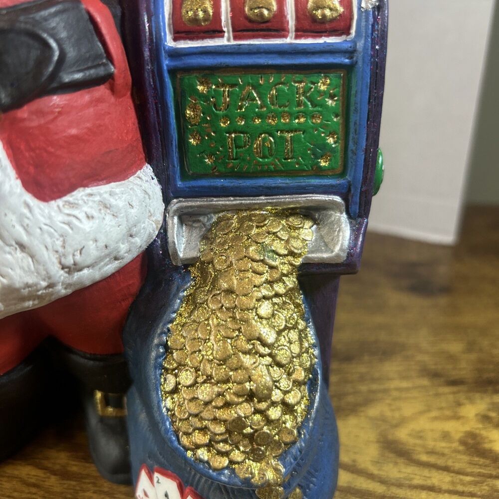 Santa Jackpot Gambling Cards Dice Poker Hand Figurine Hand Painted 2002 8.5 Inch - Picture 10 of 12
